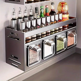 Especiero de Pared en Acero Inoxidable con Botes Incluidos