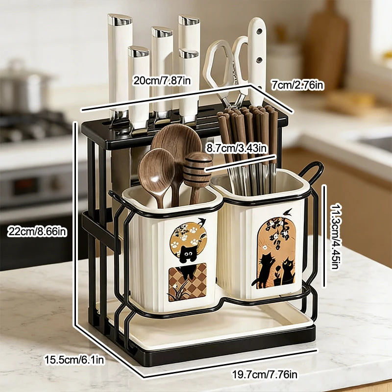 Organizador de Cubiertos y Utensilios de Pared – Acero Inoxidable con Escurridor para Cocina | CSEI