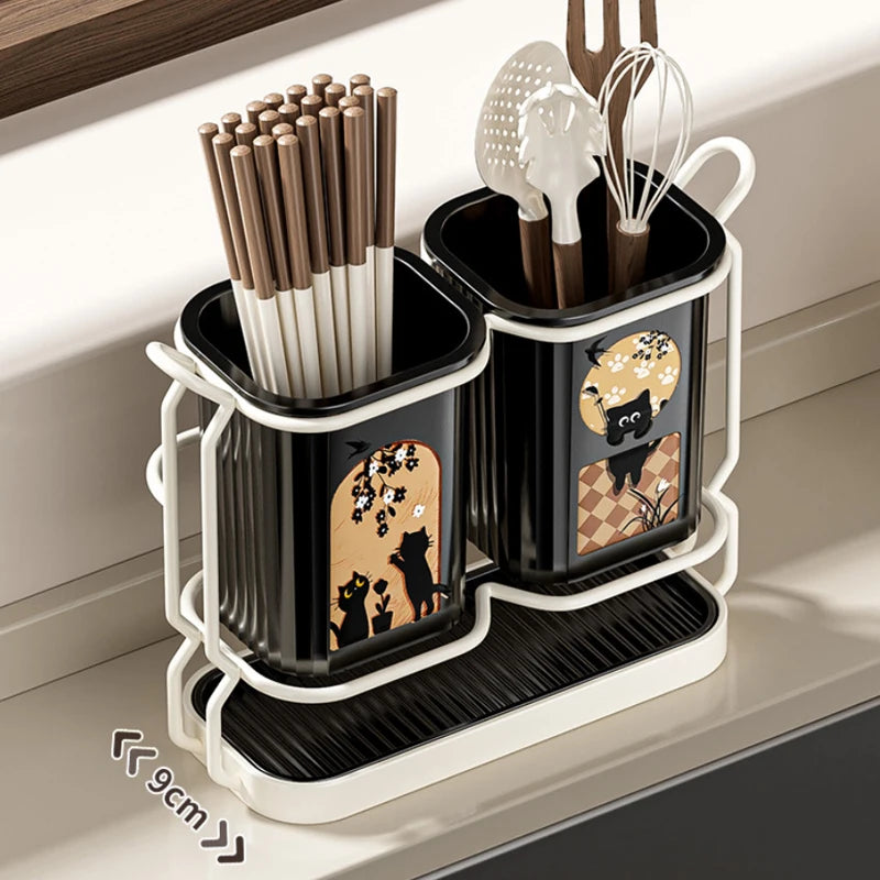 Organizador de Cubiertos y Utensilios de Pared – Acero Inoxidable con Escurridor para Cocina | CSEI