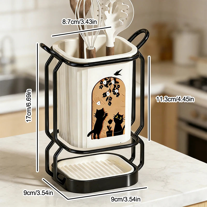 Organizador de Cubiertos y Utensilios de Pared – Acero Inoxidable con Escurridor para Cocina | CSEI