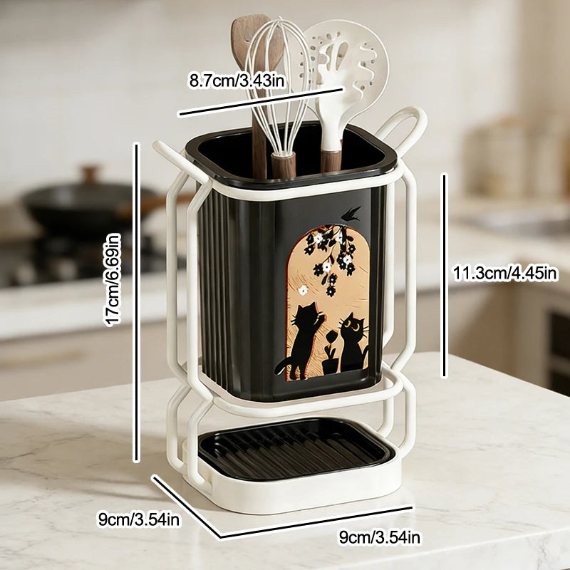 Organizador de Cubiertos y Utensilios de Pared – Acero Inoxidable con Escurridor para Cocina | CSEI