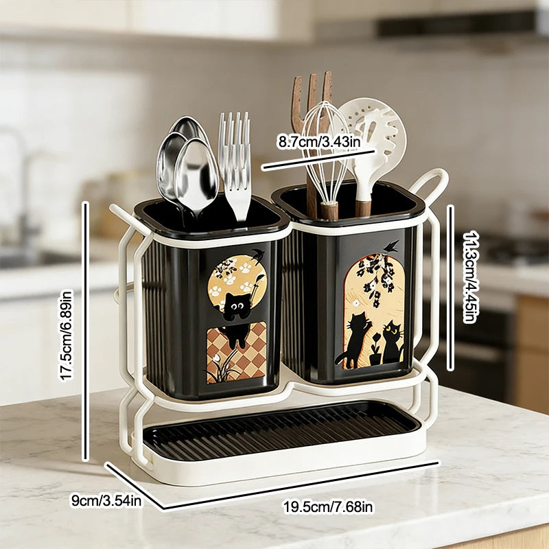 Organizador de Cubiertos y Utensilios de Pared – Acero Inoxidable con Escurridor para Cocina | CSEI