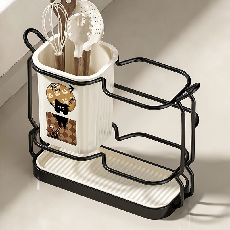 Organizador de Cubiertos y Utensilios de Pared – Acero Inoxidable con Escurridor para Cocina | CSEI