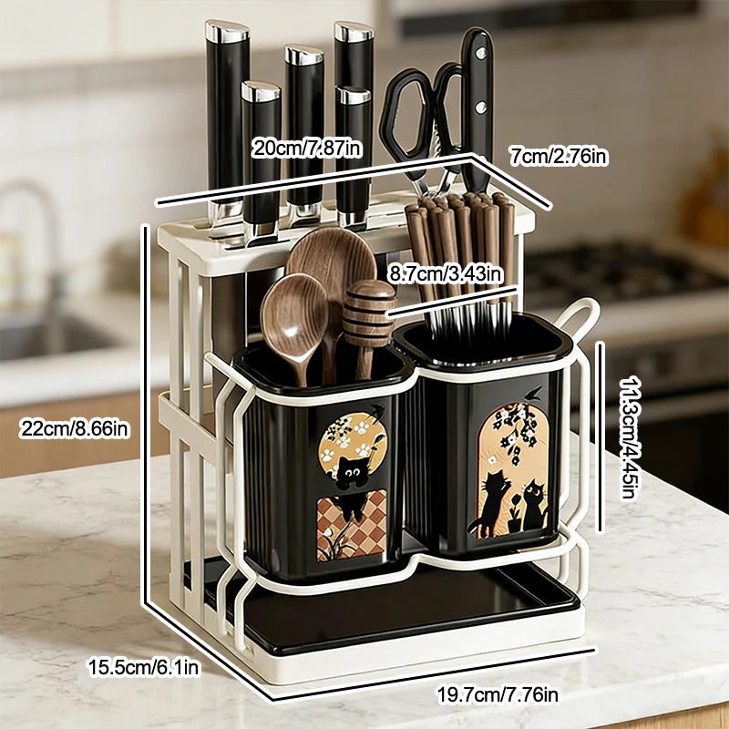 Organizador de Cubiertos y Utensilios de Pared – Acero Inoxidable con Escurridor para Cocina | CSEI