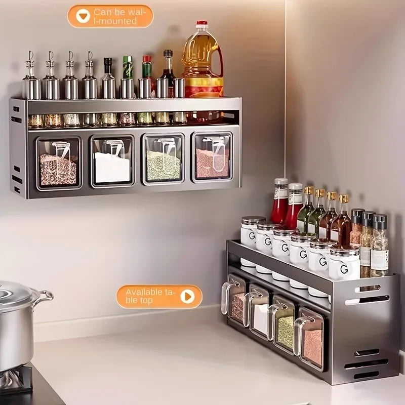 Especiero de Pared en Acero Inoxidable con Botes Incluidos – Organizador de Cocina Moderno | CSEI