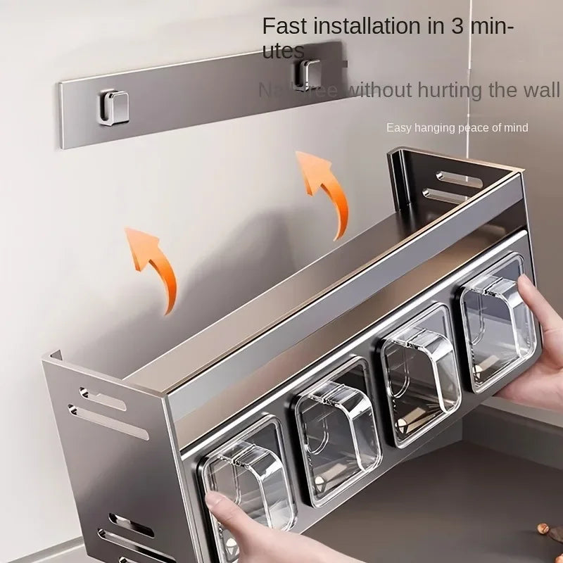 Especiero de Pared en Acero Inoxidable con Botes Incluidos – Organizador de Cocina Moderno | CSEI