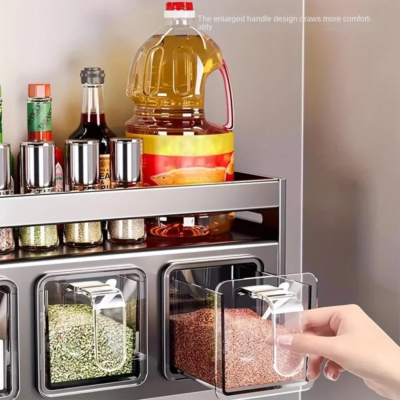 Especiero de Pared en Acero Inoxidable con Botes Incluidos – Organizador de Cocina Moderno | CSEI