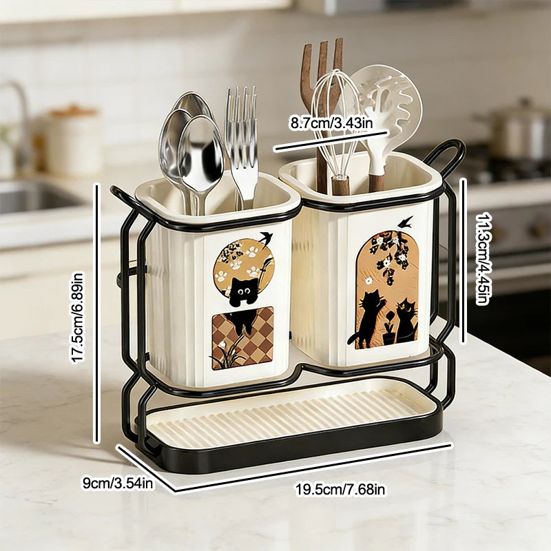 Organizador de Cubiertos y Utensilios de Pared – Acero Inoxidable con Escurridor para Cocina | CSEI