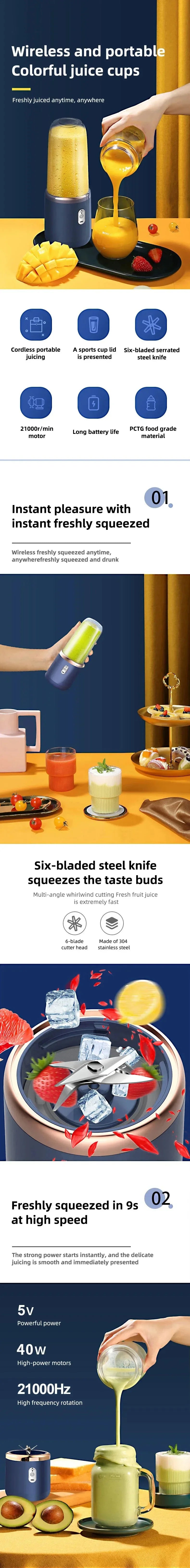 Batidora Portátil USB – Edición Smoothies 400ml