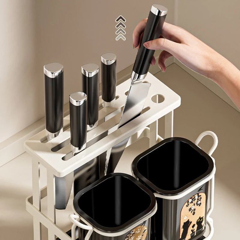 Organizador de Cubiertos y Utensilios de Pared – Acero Inoxidable con Escurridor para Cocina | CSEI