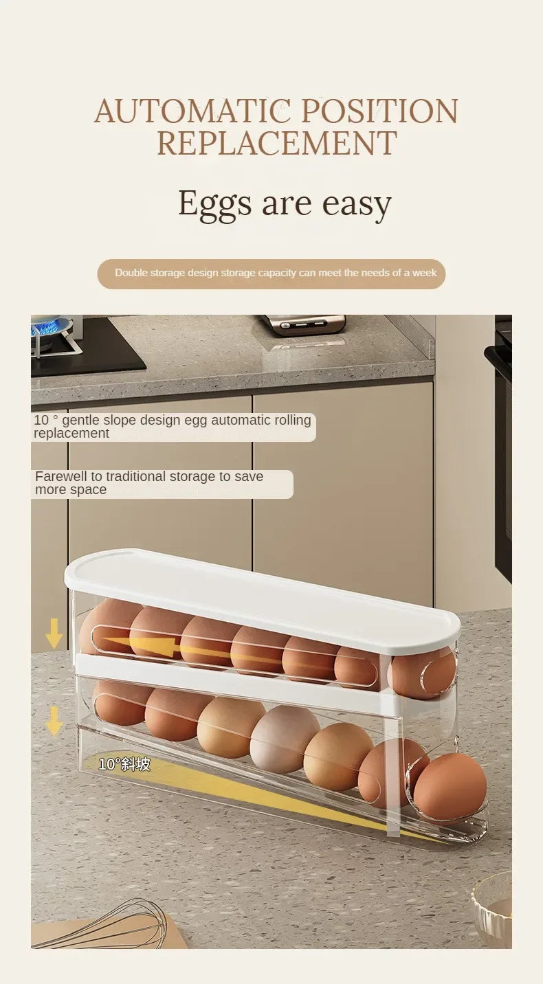 Organizador de Huevos para Frigorífico – Dispensador Automático con Doble Bandeja | CSEI